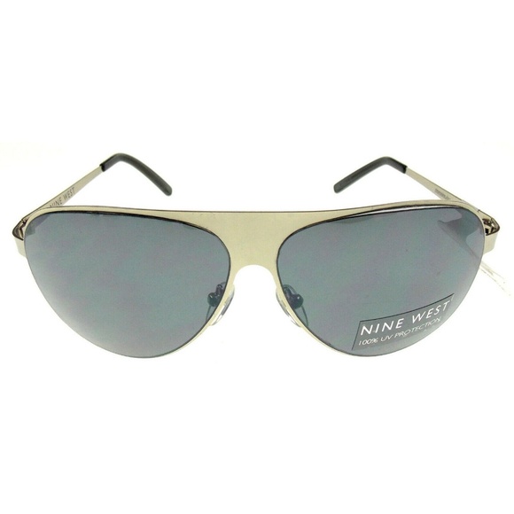 Nine West Aviator Pilot Sunglasses Silver Metal - Picture 4 of 4